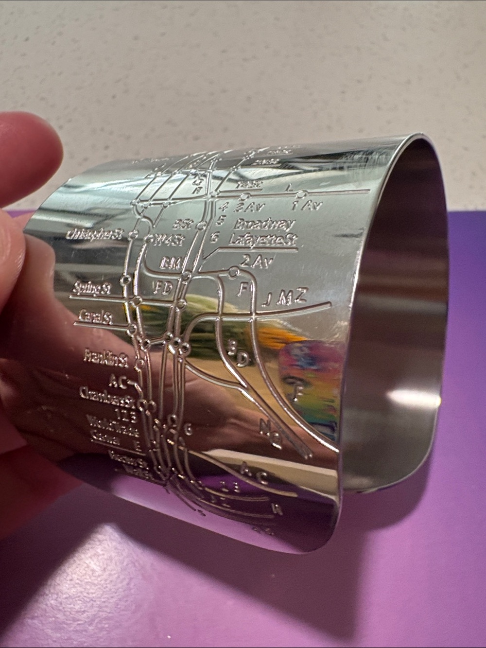 Design Hype Inc Silver Embossed Map of NYC Cuff Bracelet